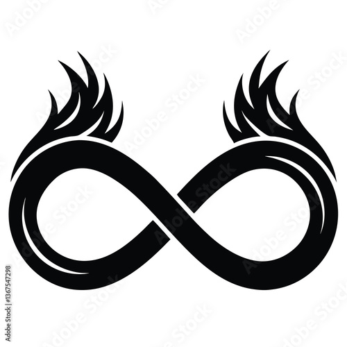 silhouette vector of infinity symbol with flames