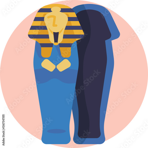 Cultural Artifact – Depicts a decorative and ceremonial container for mummies in ancient Egypt.