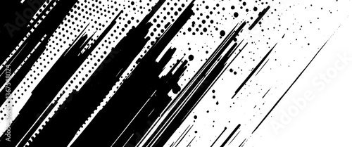 Obraz na płótnie Vector abstract black background with halftone dots and brush strokes with rough dirty grainy design Vintage grunge. w salonie