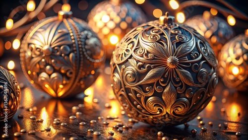 Elegant Ornament Designs: Low-Light Photography Stock Photos