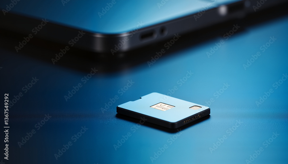 Cryptographic wallet chip on sleek surface, tech innovation Cryptographic wallet chip on sleek surface, tech innovation