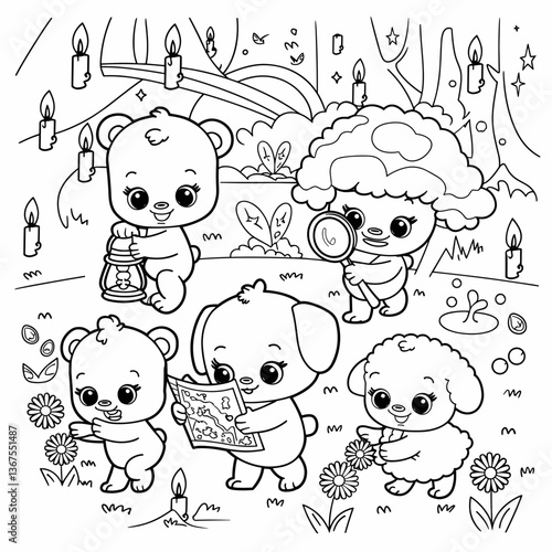 kdp cover, cover, book cover, cartoon illustration, cute coloring book cover, cute kids illustration, cartoon cover, kawaii coloring, easy and bold, kawaii cover, cozy, cozy cover, fuzzy, hygge, color