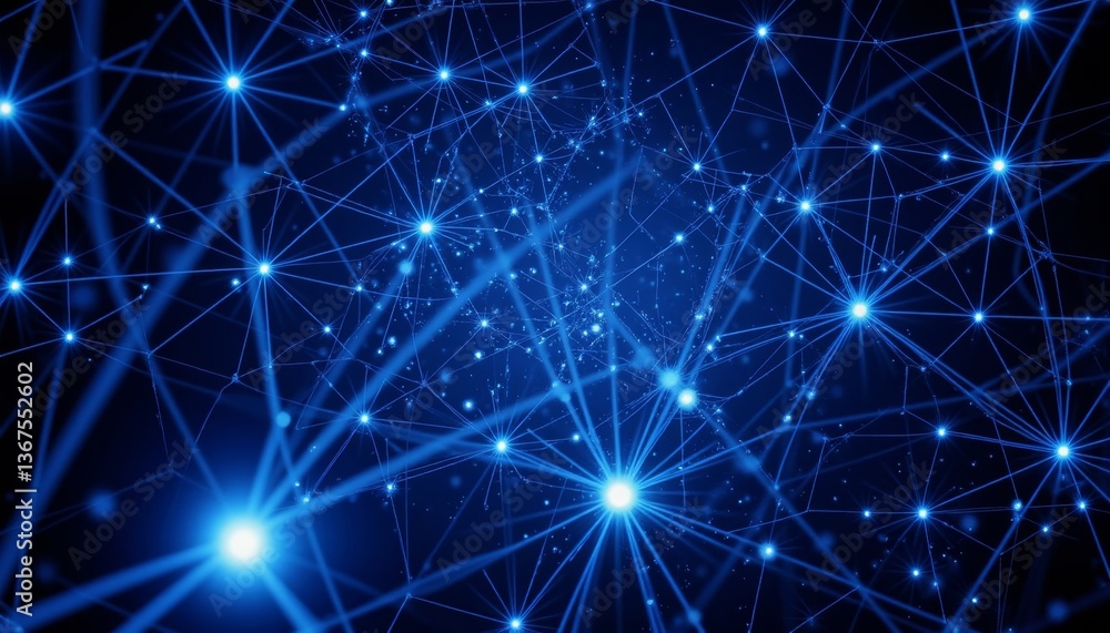 Neural network connections glowing in deep blue, artificial intelligence Neural network connections glowing in deep blue, artificial intelligence