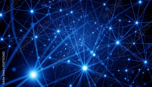 Wallpaper Mural Neural network connections glowing in deep blue, artificial intelligence Torontodigital.ca