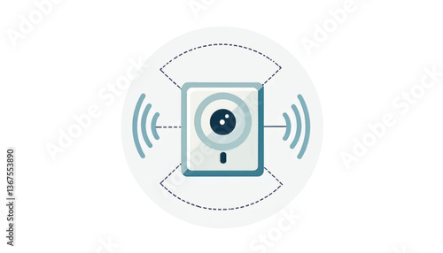 Motion detector illustration in minimalistic style, professional representation