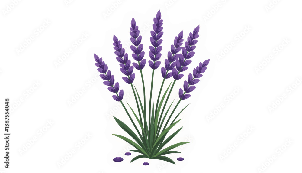 Naklejka premium Lavender sprigs arranged neatly on white background, simplicity