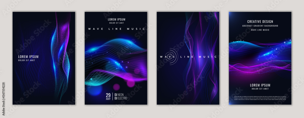 custom made wallpaper toronto digitalBackground AI pattern abstract wave. Line from dot digital. Graphic and blue purple on black gradient creative backdrop. Gradient tech, data in geometric network future vector design poster collection