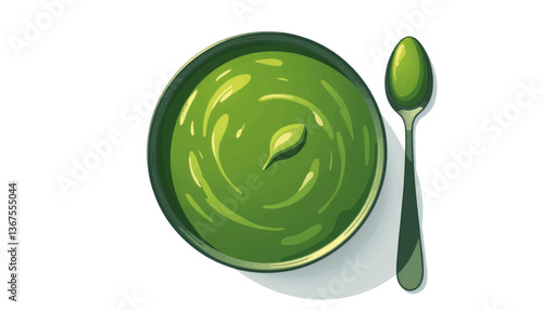 Healthy green smoothie in a bowl, nutritious lifestyle choice