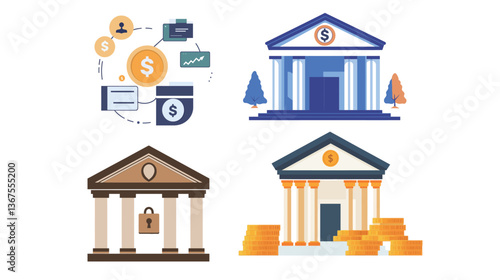 A clean and simple vector illustration of a bank transfer icon, designed with clear lines and minimalist style. The icon visually represents the concept of transferring funds between bank accounts,