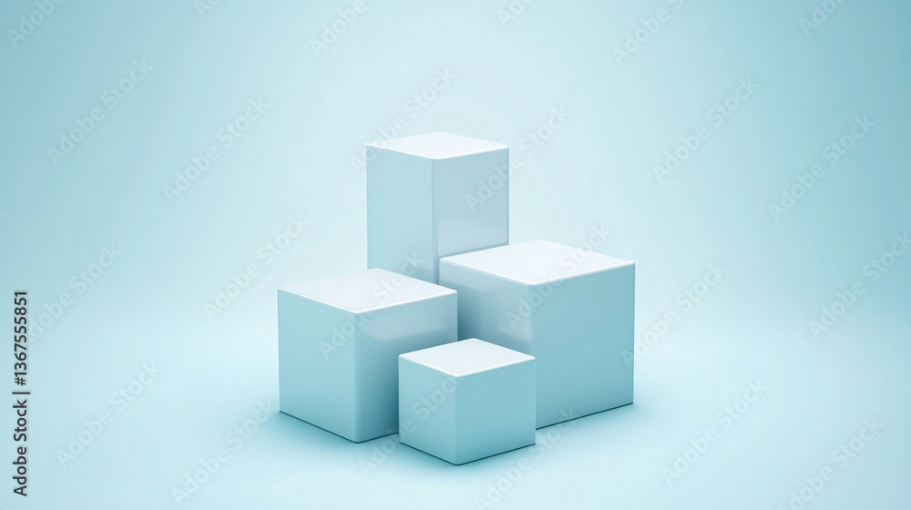 Professional 3D isometric podium display with clean lines and text area Professional 3D isometric podium display with clean lines and text area