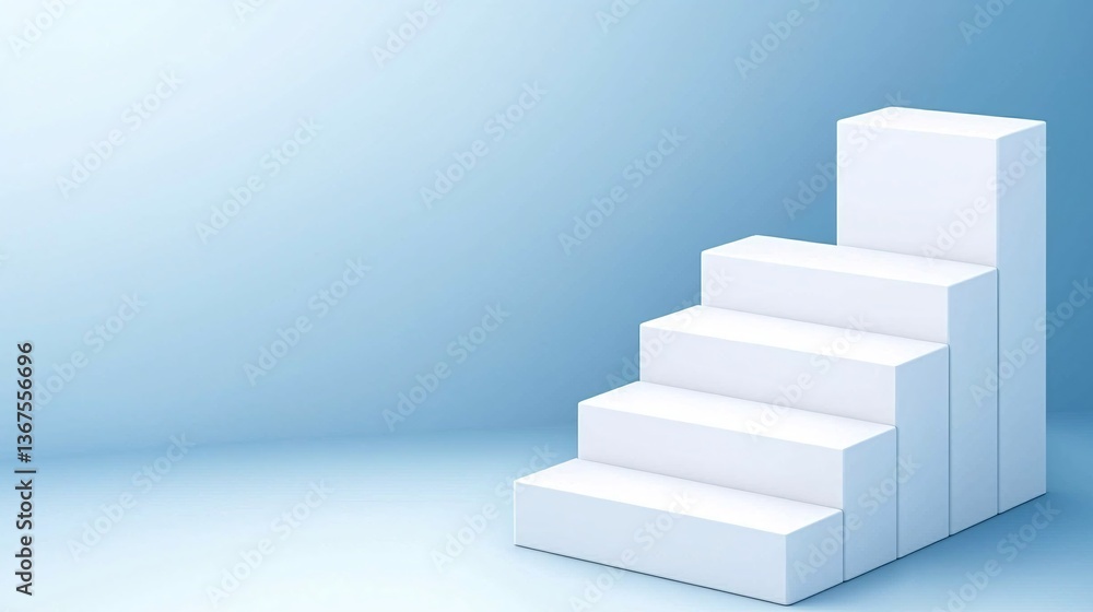 Minimalist 3D isometric podium display with clean lines and text space Minimalist 3D isometric podium display with clean lines and text space