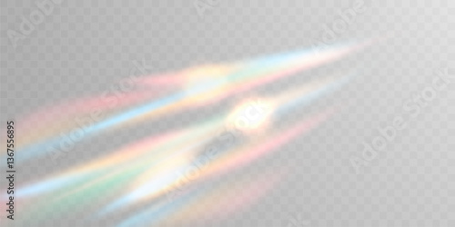 Light effect and zigzag ribbon falling from above on a beam of light, tinsel vector