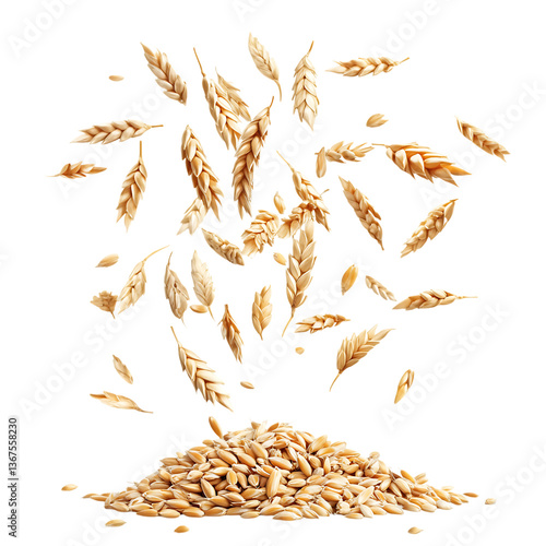 Barley with half slice falling and flotaing png