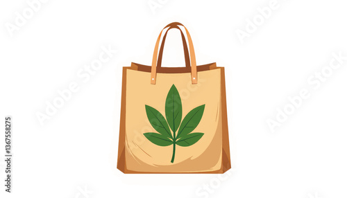 Eco-friendly jute shopping bag showcasing green leaf design, sustainability