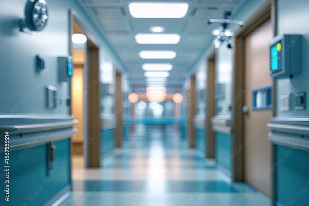Hospital Corridor with Blurred Lighting and Professional Atmosphere Hospital Corridor with Blurred Lighting and Professional Atmosphere