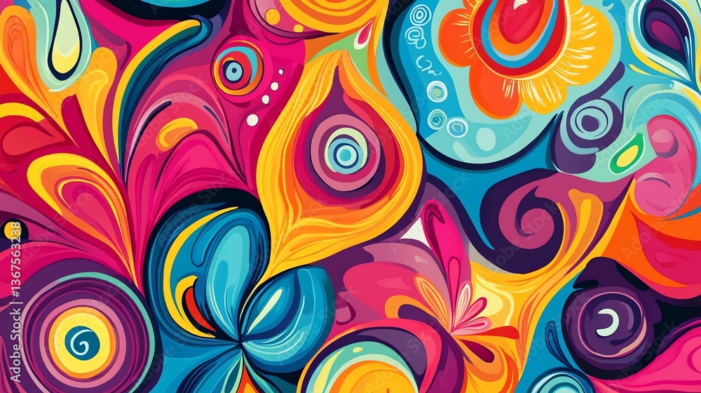Vibrant Abstract Swirls Background with Retro Style and Dynamic Color Palette Vibrant Abstract Swirls Background with Retro Style and Dynamic Color Palette