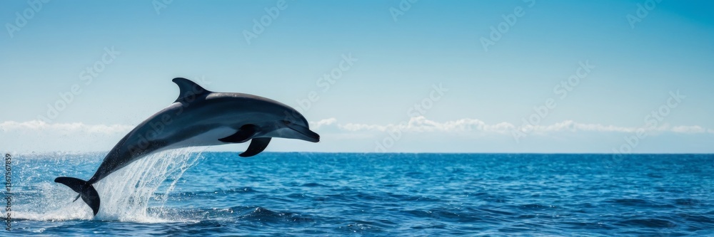 Fototapeta premium A dolphin is jumping out of the water