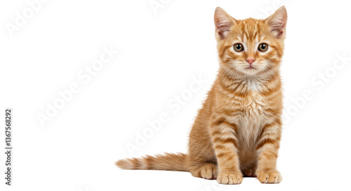 Isolated Ginger Kitten Sitting