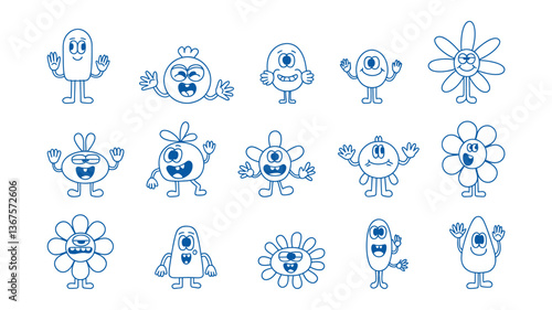 Playful Aliens Collection: An imaginative assemblage of whimsical alien characters in various shapes, each emanating a unique charm, all brought to life in vivid detail. 