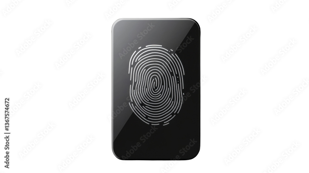 Fingerprint Authentication: A high-angle view of a black device against a clean backdrop, with a detailed fingerprint sensor at its heart, symbolizing cutting-edge biometric security. Fingerprint Authentication: A high-angle view of a black device against a clean backdrop, with a detailed fingerprint sensor at its heart, symbolizing cutting-edge biometric security.
