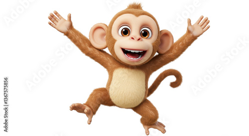 Canvas Print Isolated Happy Monkey Jumping