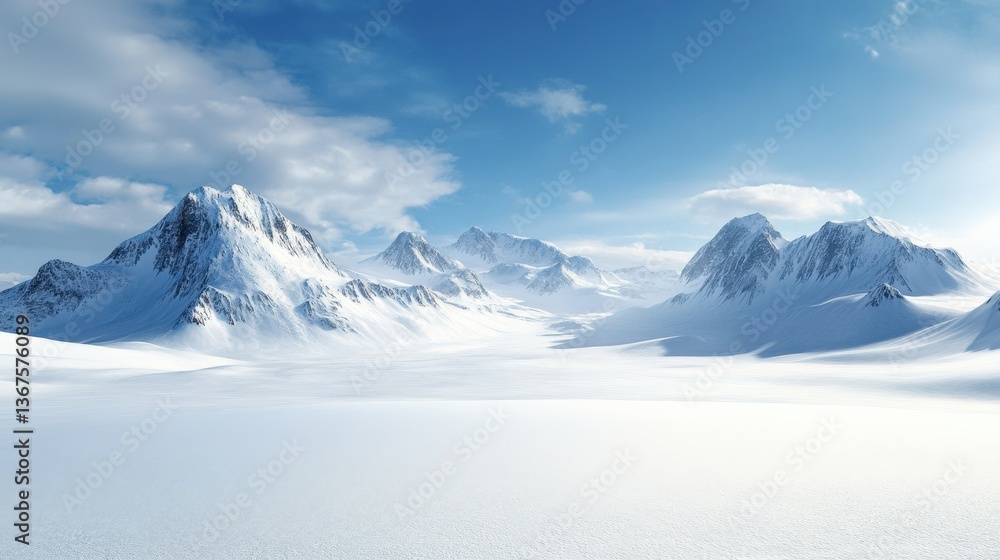 Obraz premium Majestic Snow-Covered Mountain Range