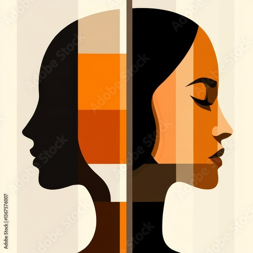 Abstract illustration depicting dual personalities or contrasting emotions