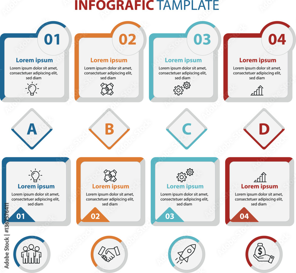 Flat Design Infographic Template with Charts and Graphs Flat Design Infographic Template with Charts and Graphs