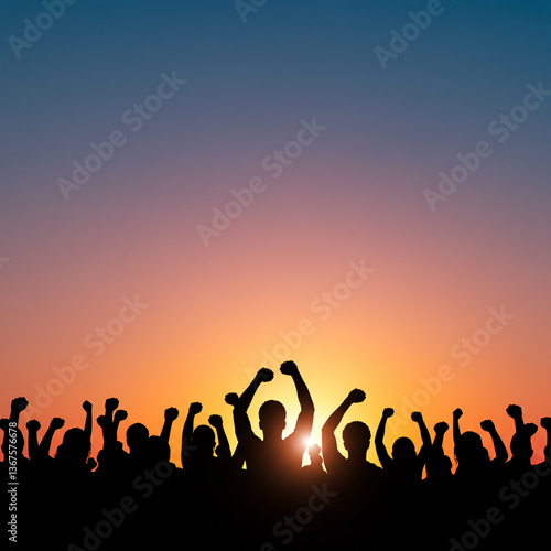 Silhouette of Cheering Crow...