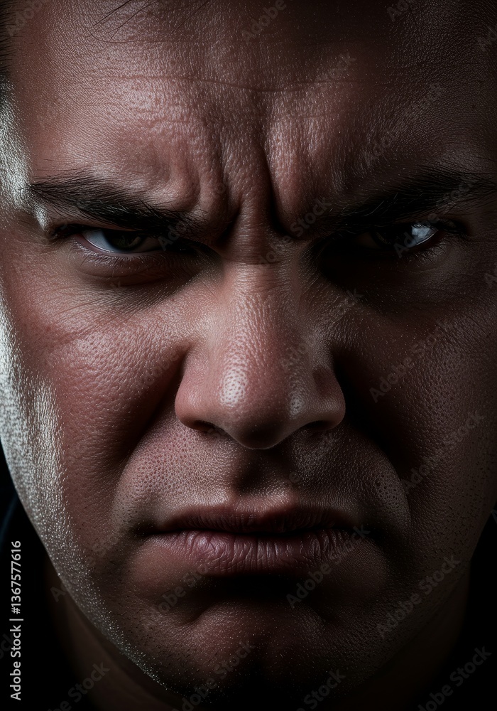 Obraz premium Intense facial expression showcasing raw emotion and palpable anger