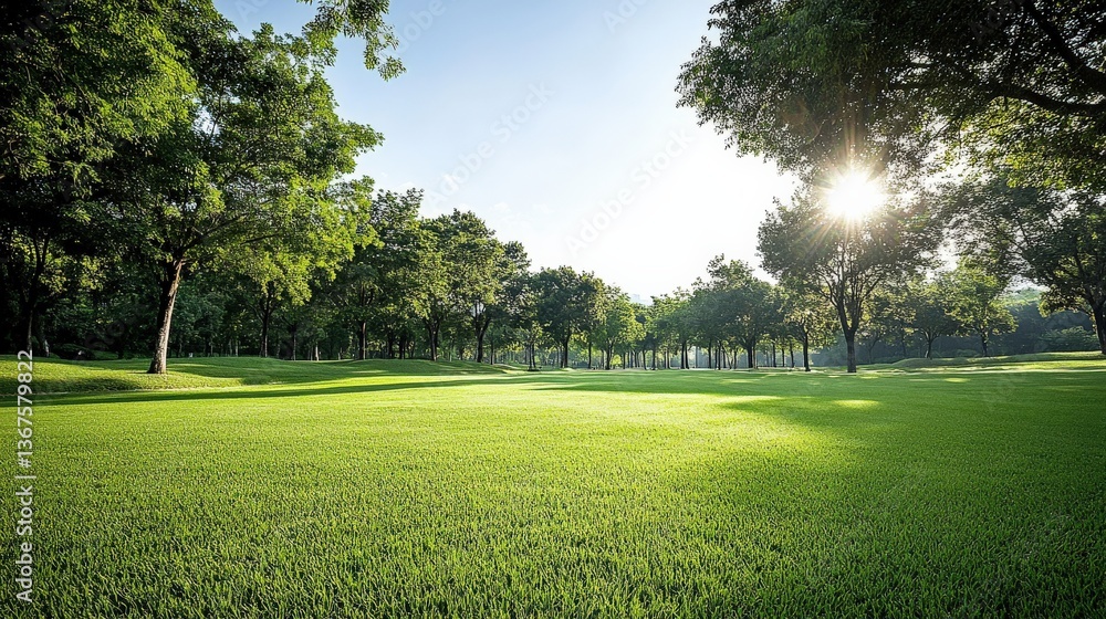 Fototapeta premium Sunny Green Meadow Landscape