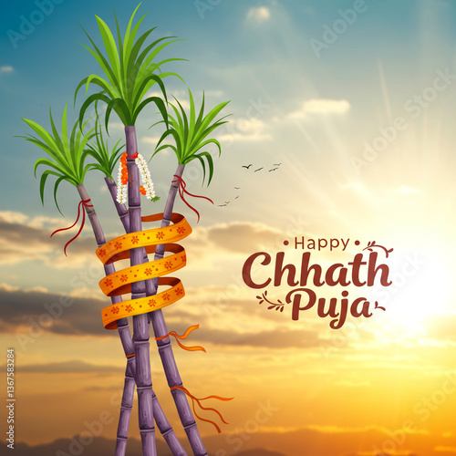 Happy Chhath Puja Banner wi...
