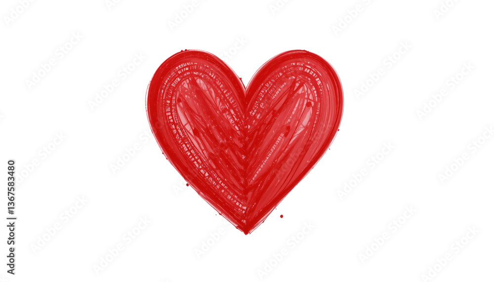 Fototapeta premium A simple hand-drawn red heart symbol png