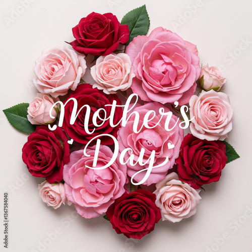 Mothers Day Text on Pink an...