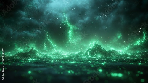 A dark futuristic background with a glowing green holographic COa,, emission chart, highlighting the need for climate action.