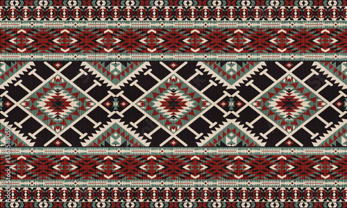 American tribal ethnic native pattern.Traditional Navajo,Aztec,Apache,Southwest and Mexican style fabric pattern.Abstract vector motifs pattern.For fabric,clothing,blanket,carpet,woven,wrap,decoration