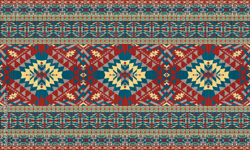 American tribal ethnic native pattern.Traditional Navajo,Aztec,Apache,Southwest and Mexican style fabric pattern.Abstract vector motifs pattern.For fabric,clothing,blanket,carpet,woven,wrap,decoration