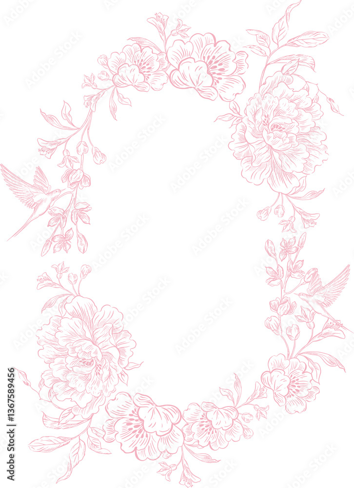 Tender Floral pink seamless pattern, Elegant Line Art design Tender Floral pink seamless pattern, Elegant Line Art design