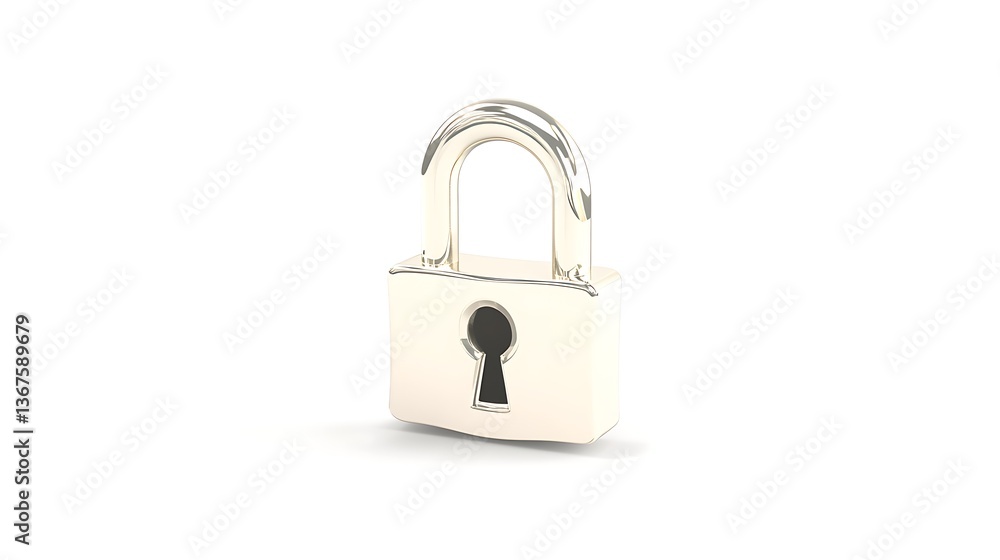 Naklejka premium 3D Shining Padlock Icon with Keyhole