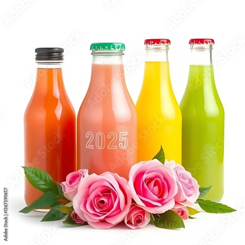 bottle of champagne and rose