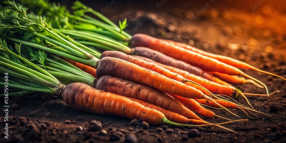 Fresh Organic Carrots Harvested, Soil Background - Sustainable Farming