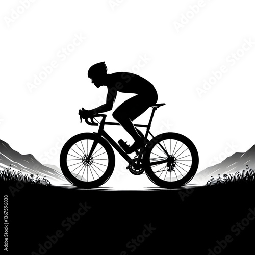 A cycling silhouette vector style illustration 
