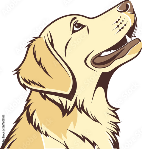 Adobe Illustrator Artwork golden retriever dog flat vector on white background