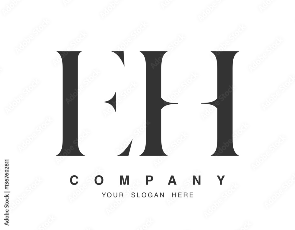 EH logo design. Initial letter e and h serif font style. Creative classic company name typography. Trendy logotype or identity. EH logo design. Initial letter e and h serif font style. Creative classic company name typography. Trendy logotype or identity.