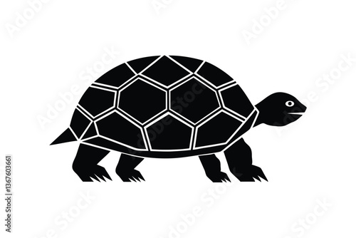 Silhouette vector illustration of a tortoise slowly walking.eps