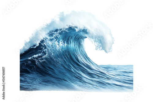 Fototapeta Naklejka Na Ścianę i Meble -  ocean wave Isolated on White and Transparent Background PNG Image.