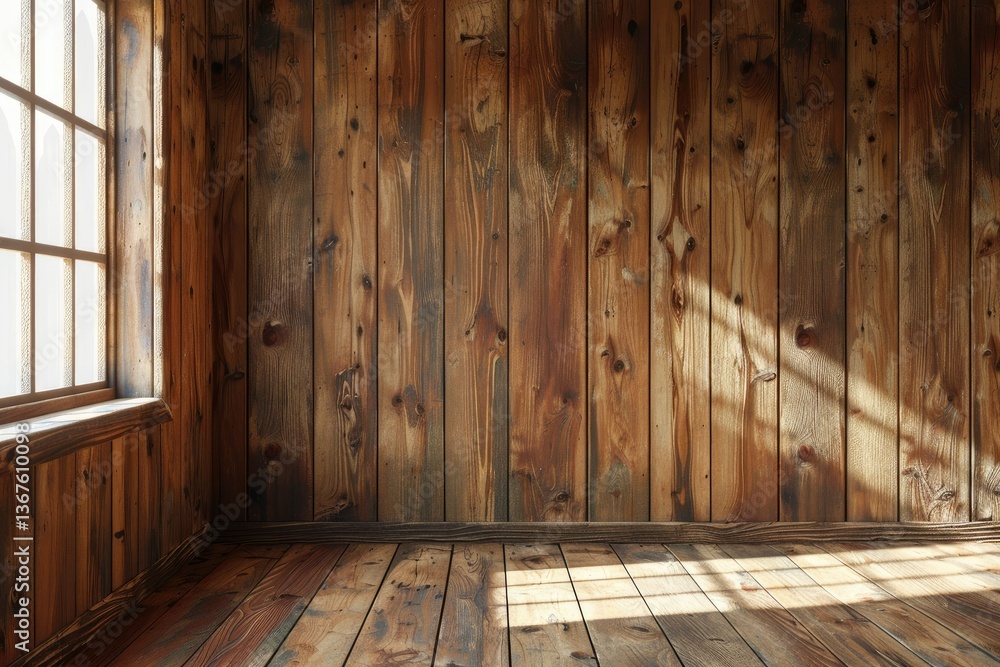 Clear Pixel Picture of Empty Wooden Wall Room Corner with Window Clear Pixel Picture of Empty Wooden Wall Room Corner with Window