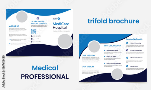 Creative medical healthcare trifold brochure design with a modern business layout