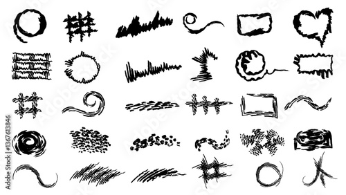 Texture abstract chalk, crayon pencil style. Set of vector elements for design.Creative arrows in grunge style, vector collection, beautiful and stylish.