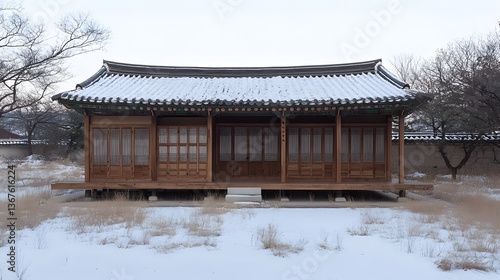 Wallpaper Mural Snow Covered Korean Traditional House Winter Scene Torontodigital.ca